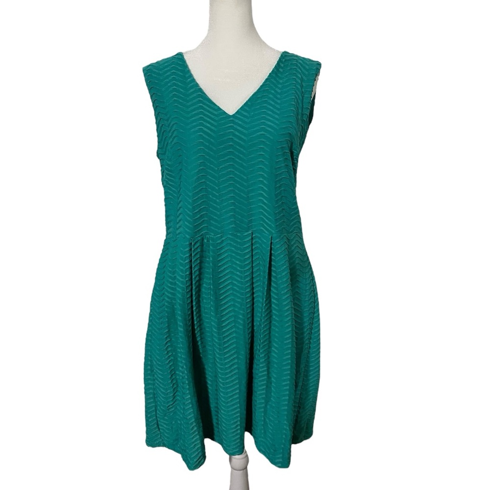 NWOT EnFocus Studio Fit & Flare Textured Teal Dress